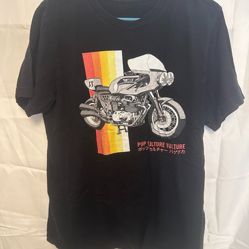 Motorcycle T-Shirt with Retro colors "pop culture vulture" No Tag